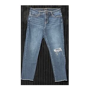 Energie Distressed Fringe Hem Skinny Jeans Size 9 Stretch